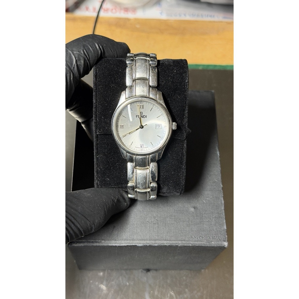 Fendi Swiss Made Stainless Steel Watch 38mm‎ Date Silver Dial